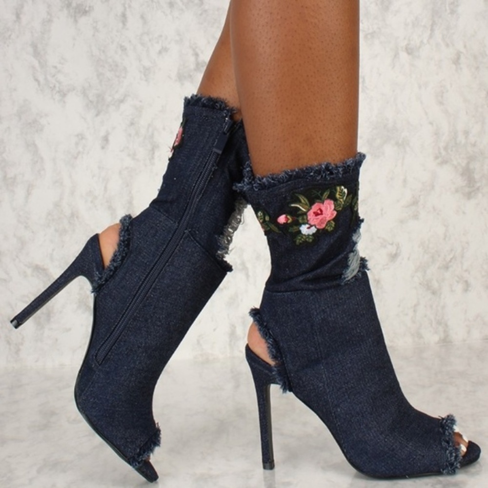 Distressed Peep Toe Booties